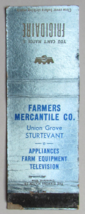 Farmers Merchantile Frigidaire  Union Grove Sturtevant Wisconsin Matchbook Cover - £1.36 GBP