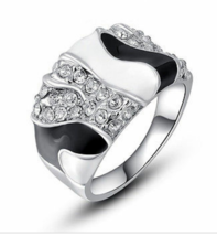 Black &amp; White Enamel Crystal Ring - $20.00