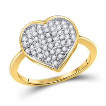 10kt Yellow Gold Womens Round Diamond Heart Ring 1/6 Cttw - £180.83 GBP