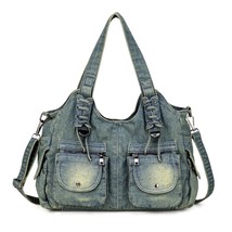 iPinee Women&#39;s Denim Bag Y2K Vintage Blue Jean Purse and Handbags Crossbody Shou - £72.25 GBP