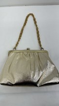 Vintage Golden Metallic Shimmer evening  purse - £27.62 GBP