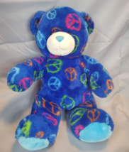Build A Bear Workshop Peace Sign Bear Plush Stuffed Animal 14in BAB Blue - $17.77