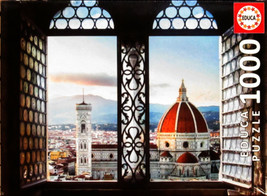 Educa Views of Florence 1000 pc Used Jigsaw Puzzle Basilica Cityscape Italy - $6.92