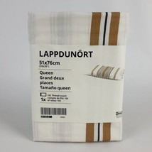 Ikea Lappdunort Pillow Cushion Cover Only White/Brown/Striped 20 x 30&quot; Q... - $16.82