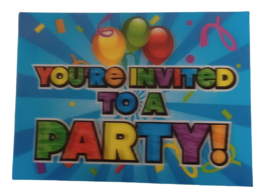 Lenticular Postcard You&#39;re Invited To a Party Blue 3D UNP Unused R3 - £3.92 GBP