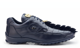 Men Belvedere Mens Vasco Shoes Hornback Crocodile Sneaker Shoes Dark Blue 336122 - £350.85 GBP