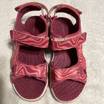 Eddie Bauer Girl&#39;s Sz 3 Adjustable Strap Jordan River Sandal - Pink Waves - £8.02 GBP