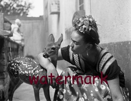 Artist Frida Kahlo Famous Female Mexican Painter &amp; Pet Deer Publicity Ph... - $9.89