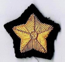 Metal Rope Star Gold On Black Arm Patch 1 1/2&quot; x 1 1/4&quot; - £2.29 GBP