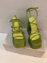 ASOS DESIGN Nutcraker Extreme Platform Heeled Sandals in Green Glitter (5) - $25.27