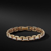 5.00Ct Round Cut Simulated Diamond Tennis Bracelet 925 Silver Gold Plated - £136.26 GBP