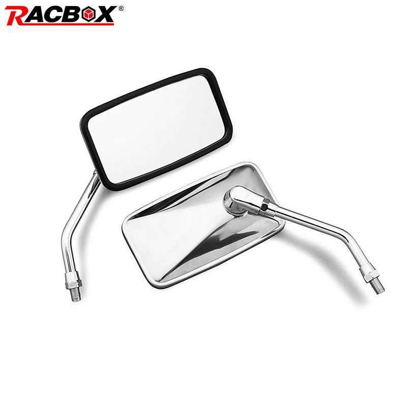 2PCS Universal 10mm Motorcycle silver side rear Mirror Scooter rectangle shape M - £535.46 GBP