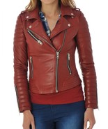 Women Leather Jacket Slim fit Biker Motorcycle Genuine Lambskin Jacket W... - $161.21 CAD