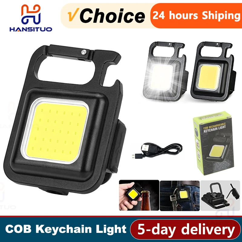 Multifunctional Glare COB Keychain Light flashlight USB Charging Emergency Lamps - £7.92 GBP