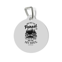 Personalized Forest Design Pet Tag, White Metal Round Tag with Inspirational Quo - £14.07 GBP