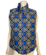 Royal blue, White, Black Geometric Print Reversible Puff Vest Size M - $37.99