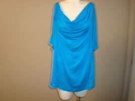 Xl Ellen Tracy Blue Short Sleeve Pullover Blouse Euc - £11.78 GBP