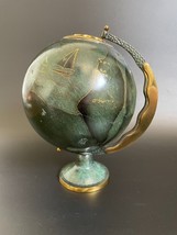 Vintage Israel Brass Verdigris Enameled Globe w/ Map &amp; Arabian Desert Sc... - $225.00