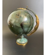 Vintage Israel Brass Verdigris Enameled Globe w/ Map &amp; Arabian Desert Sc... - $225.00