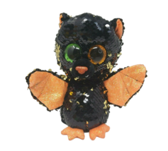 6&quot; Ty Omen Flippables Glitter Sequin Halloween Bat Stuffed Animal Plush W/ Tag - £18.96 GBP