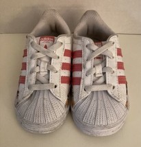Adidas Superstar Infant Baby Toddler Shoes Sz 6K White Pink Floral Botto... - $12.75