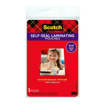 Scotch Self Sealing Laminating Pouches 4.3 in x 6.3 in, Gloss Finish, 5 Pouches - £8.40 GBP