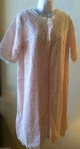 VTG WHITE LACE ON PINK LINING GOWN &amp; ROBE PEIGNOIR LINGERIE - £54.68 GBP