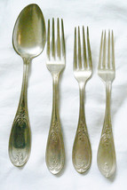 VTG set of 4 1847 Rogers Bros hallmark Silver plate Dinner Forks &amp; Table Spoon - £55.15 GBP