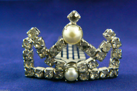 Vintage Art Deco Silver Tone Brilliant Crystal Rhainstone Hair Comb Clasp Crown - £55.93 GBP