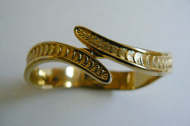 VTG signed Monet Gold Tone Metal  hinged bangle Bracelet - $28.00