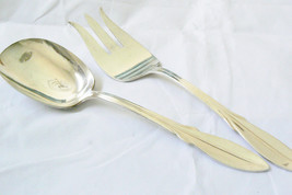 Vintage Original WM Rogers Silver Plate Serving Spoon &amp; Fork set of  2 - £39.04 GBP