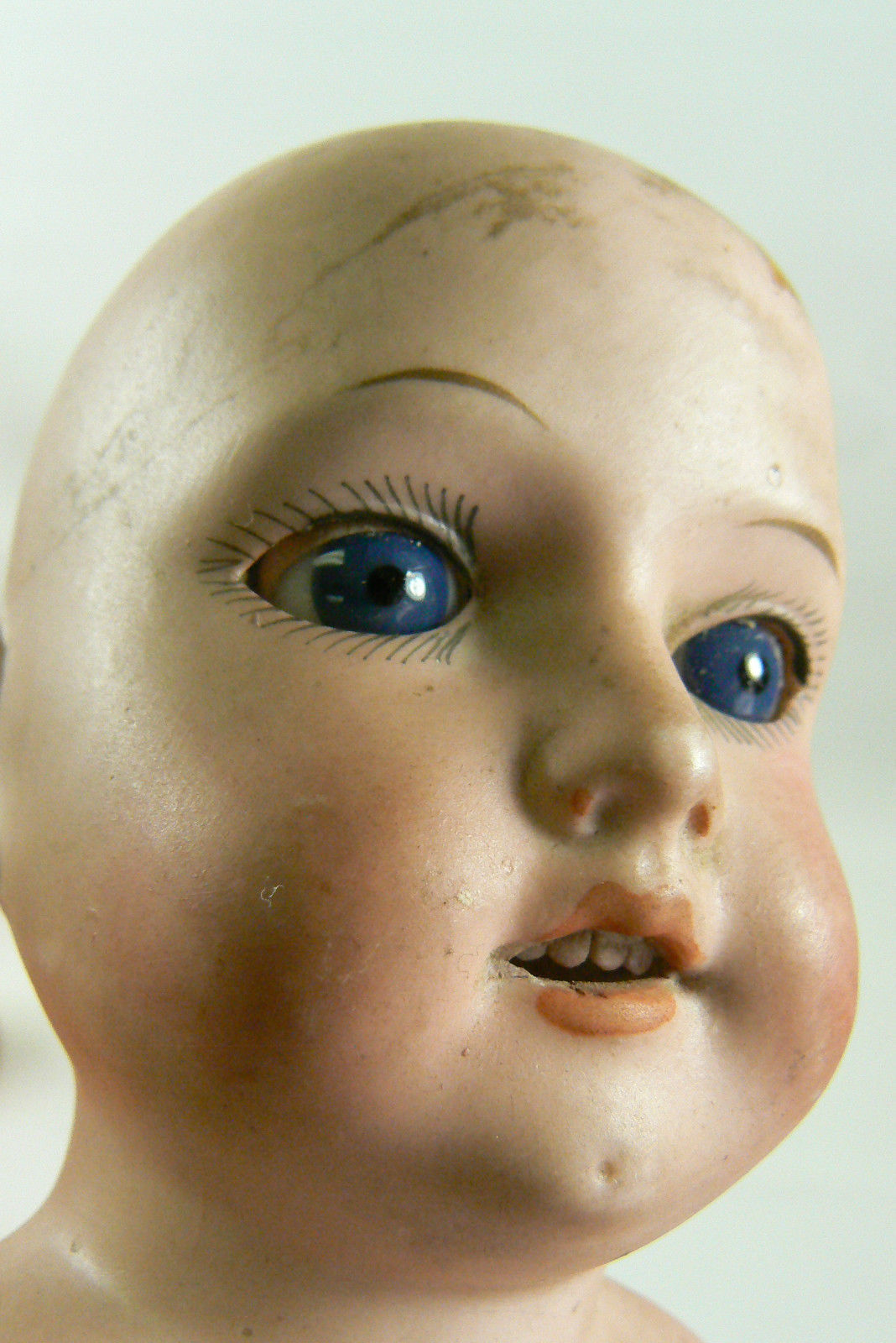 Antique German Bisque Doll Head Armand Marseille 370 Original Blue Eyes 4" - $170.10
