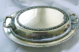 VINTAGE BERWICK ROGER 7990 2 PC COVERED DISH SILVER PLATE OVAL SERVING - £48.64 GBP
