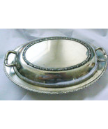 VINTAGE BERWICK ROGER 7990 2 PC COVERED DISH SILVER PLATE OVAL SERVING - £48.65 GBP