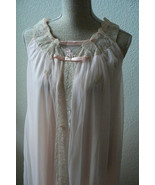 Vintage Alice Maloof Pink  Lace  Ribbons Double Layer sheer Night gown Sz S - £107.91 GBP