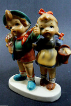 Vintage Porcelain Bisque Hummel Like Porcelain Adventure Boy &amp; Girl Figurine - £63.68 GBP