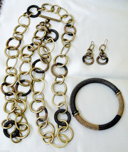 set of 3 Kenneth Cole NY woven mesh texture Necklace Bangle Bracelet Earrings - $103.20