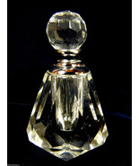 Clear Crystal Perfume Oil Bottle screw top stopper silver tone metal - £35.88 GBP