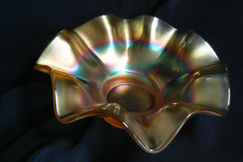 Indiana Carnival Golden Amber iridized Marigold Glass Candy Dish Bowl - £39.11 GBP