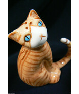 Miniature Genuine Bone China Orange Cat with long tail Figurine - £27.91 GBP