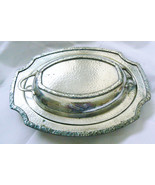 VINTAGE SP LSW NS HAMMERED 2 PC COVERED DISH SILVER PLATE OVAL SERVING - £52.57 GBP