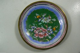 Vintage Sm 2&quot; Enamel Cloisonne Decorative Dish Plate Chinese Art Floral Design - £27.97 GBP