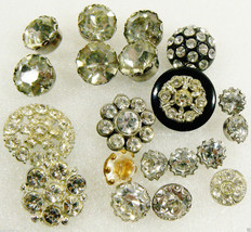 VTG Mix Lot of 20 assorted size shape Clear crystal rhinestone buttons b... - $80.75
