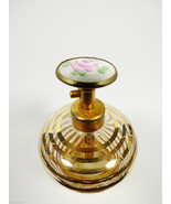 VTG Clear Gold Swirl Glass Round Perfume Cloisonne Top Atomizer  Vanity ... - £33.49 GBP