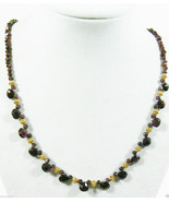 Genuine Garnet beads charms necklace 20&quot;L 14K GF Spring clasp - £82.03 GBP