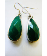 Green Faceted Chalcedony Teardrop in Sterling Silver 925 Earrings - £57.89 GBP