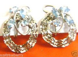 A&amp;Z Sterling Silver Blue Stones Screw Clip Earrings - £44.25 GBP