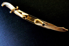 VTG Swank Signed Mother of Pearl Gold Tone Sword Saber Dagger Tie Bar Clip - £20.77 GBP
