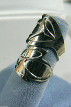 Sterling Silver 925 Floral Leaf Shape Design Ring Band sz 6 adjustable - £31.17 GBP