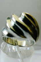 Sterling Silver 925 wave ribbed Design Ring Band sz 5.25 - £33.02 GBP
